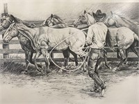 PICKIN A PONY SIGNED AND NUMBERED COWBOY PRINT