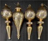 4 NEW BLOWN GLASS GOLD SILVER ORNAMENTS