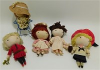 (5) 1960's Pocket Cloth Dolls