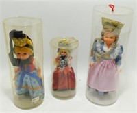 3 Souvenir Dolls in Plastic Cases