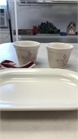 2 Pfaltzgraff flower pots with tray and ribbon