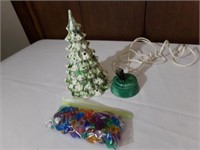 Ceramic Christmas Tree w/ light, 9"