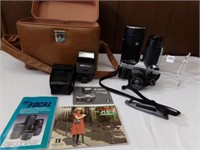 Canon AE1 Camera, Flash, Lense, Case