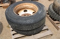 Pair Michelin 275/80R22.5 Tires 10 Bolt Rims