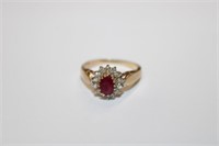 14k yellow gold Ruby & Diamond Ring featuring