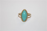 14k yellow gold Vintage Persian Turquoise Ring