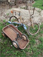 (2) Vintage Bicycles and Wagon