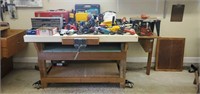 Shop built bench with built in vise - 64.5X36X37