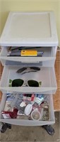 3-Drawer Storage Tote of Screws, glasses,  (shop)