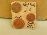 3 Coins - Hong Kong, Euro 1 Cent, 50 Cent