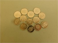 13 Canadian 50 Cent Coins - 1952 - 2002
