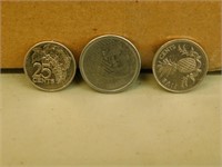 3 Coins - 5 Cent Bahamas, Trinidad , Brazil