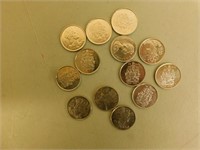 13 Canadian 50 Cent Coins - 1952 - 2002