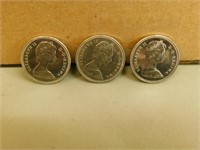 3 Canada 50 Cent coins - 1968, 1973, 1975