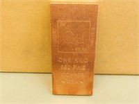 One Kilo 0.999 Fine Copper Bar USA Uncirculated