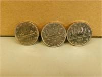 3 Canadian " Canoe Explorers " Dollar Coins