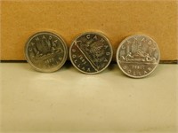 3 Canadian " Canoe Explorers " Dollar Coins