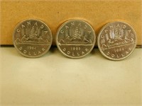 3 Canadian " Canoe Explorers " Dollar Coins