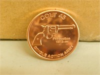 Colt SAA Revolver Coin 1 Ounce .999 Fine Copper
