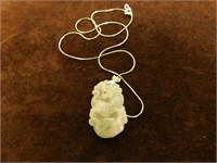 Jade Pendant Tiger with Sterling Necklace