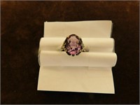 Vintage Silver Amethyst Ring - Size 7