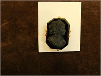 Vintage Black Cameo Portrait of a Lady Ring