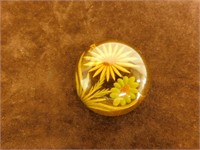 Vintage Carved Resin Brooch 1 1/2" Sphere