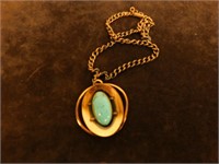 Turquoise Copper Modernist Pendant Necklace