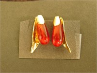 Vintage Red Clip-On Earrings