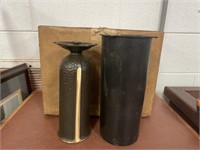 Lot of 4 brass headstone vases with hardware