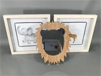 Lion Mane Mirror & Two Small Prints