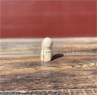Bone carved & scrimshawed netsuke 2.5" tall