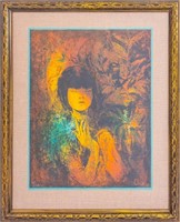 Lebedang "Fille au Bouquet" Lithograph