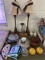 Misc - lamps, dishes, candleholders purse