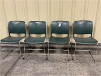 4 Maestro Green Chairs; Metal & Plastic