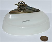 Miniature Brass Cannon Glass Tray Fort Ticonderoga