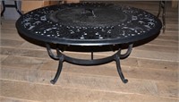 Cast iron patio table with fire pit, approx. 48" a