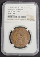 c.1863 GW-16 COPPER Robinson Fantasy Coin