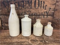 4 x White Ceramic Bottles