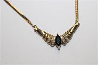 10kt yellow gold Necklace w/ Onyx & Diamond