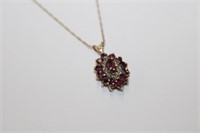 14kt gold Necklace w/ Ruby Pendant