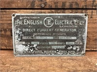 English Electric Builder Plate