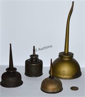 4 Antique Thumb Pump Oil Cans 1 Lot!
