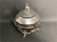 Vintage Silverplate Butter Dish with Dog Top