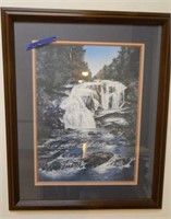 Framed waterfall picture