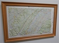 Framed topography map of Chattanooga