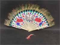 Vintage Hand Made Fan from Japan,Peacock Feathers