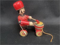 Japanese Mechanical  Wood Pull Toy,Head Spins