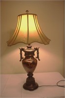 Metal Lamp with Gold Fabric Shade