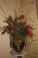 Metal Vase with artificial flowers